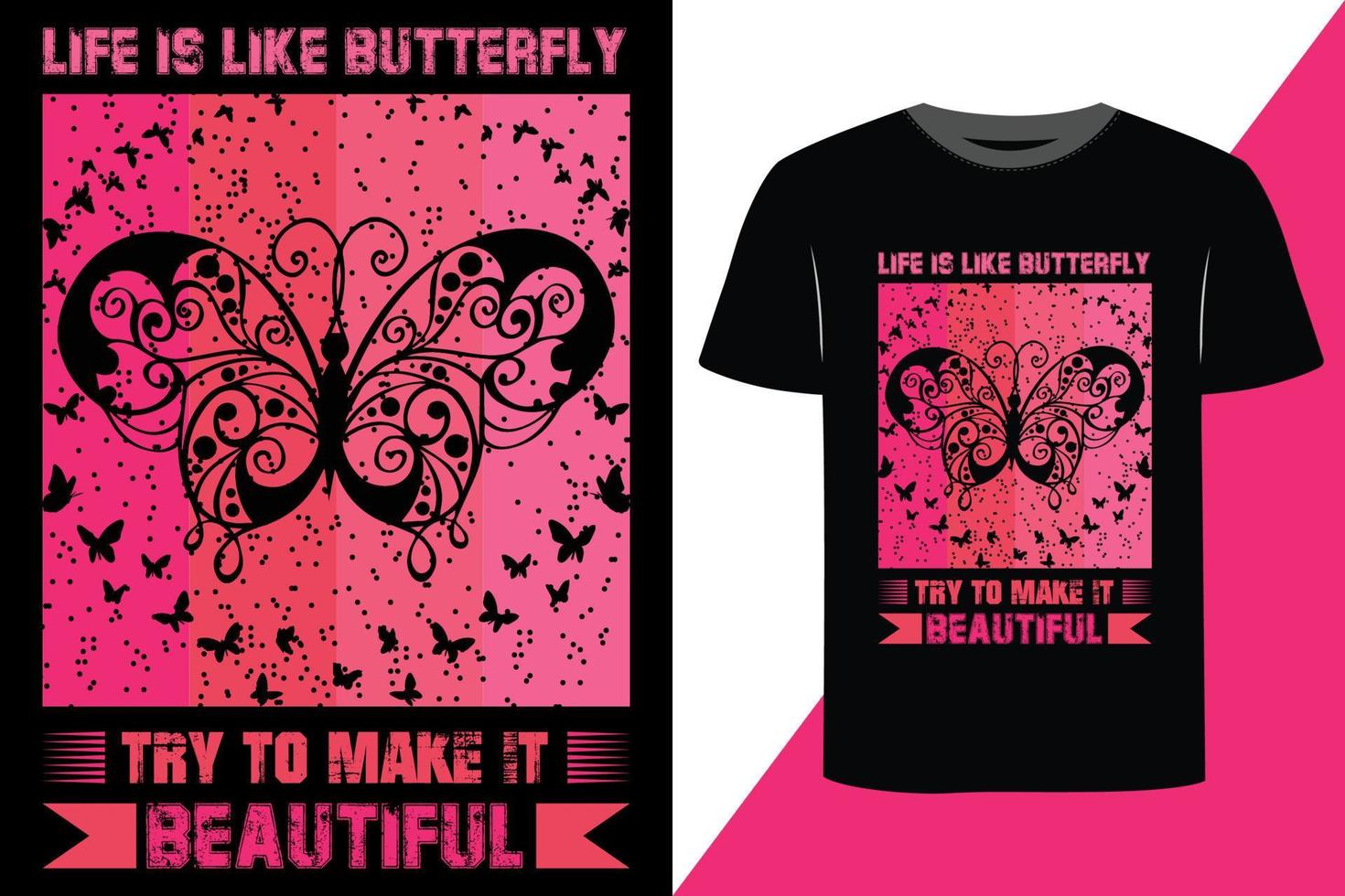 T-Shirt-Design mit Schmetterlingsdruck vektor