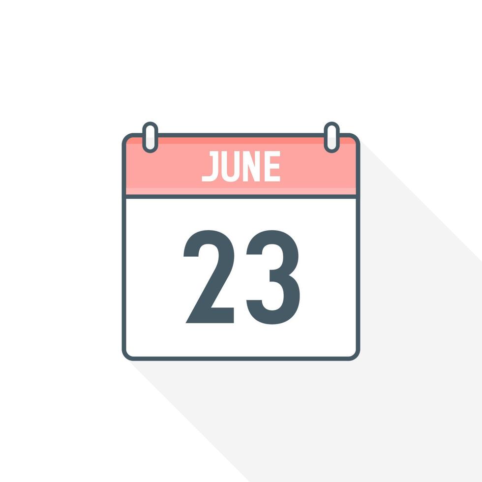 Kalendersymbol vom 23. Juni. 23. juni kalenderdatum monat symbol vektor illustrator