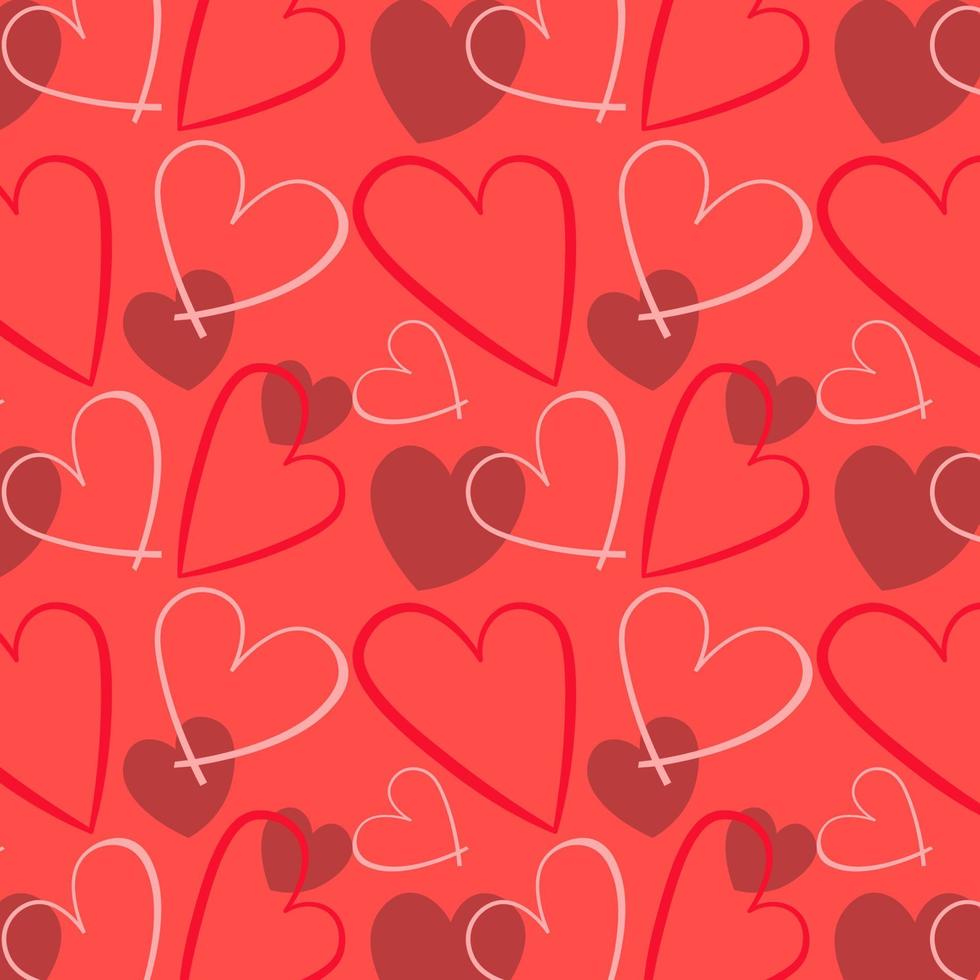 vektor illustration med röd mönster med ritad för hand hjärtan för valentines paket