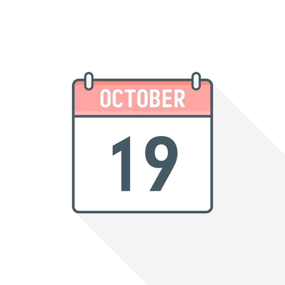 19:e oktober kalender ikon. oktober 19 kalender datum månad ikon vektor illustratör