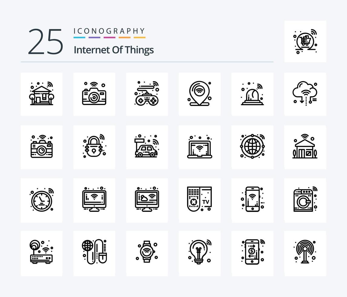 internet av saker 25 linje ikon packa Inklusive wifi. internet av saker. internet av saker. internet. smart vektor