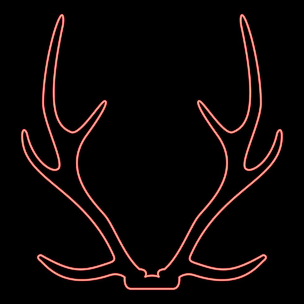 neon hjorthorn horn begrepp trofén röd Färg vektor illustration bild platt stil