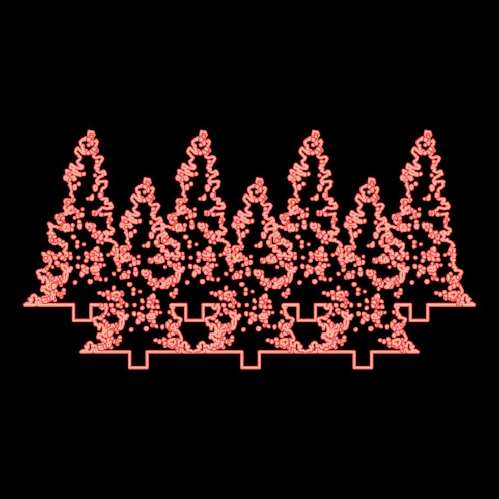 Neon Tanne Weihnachten Nadel Fichte Kiefernwald immergrüne Wälder Nadelbaum rote Farbe Vektor Illustration Bild flachen Stil