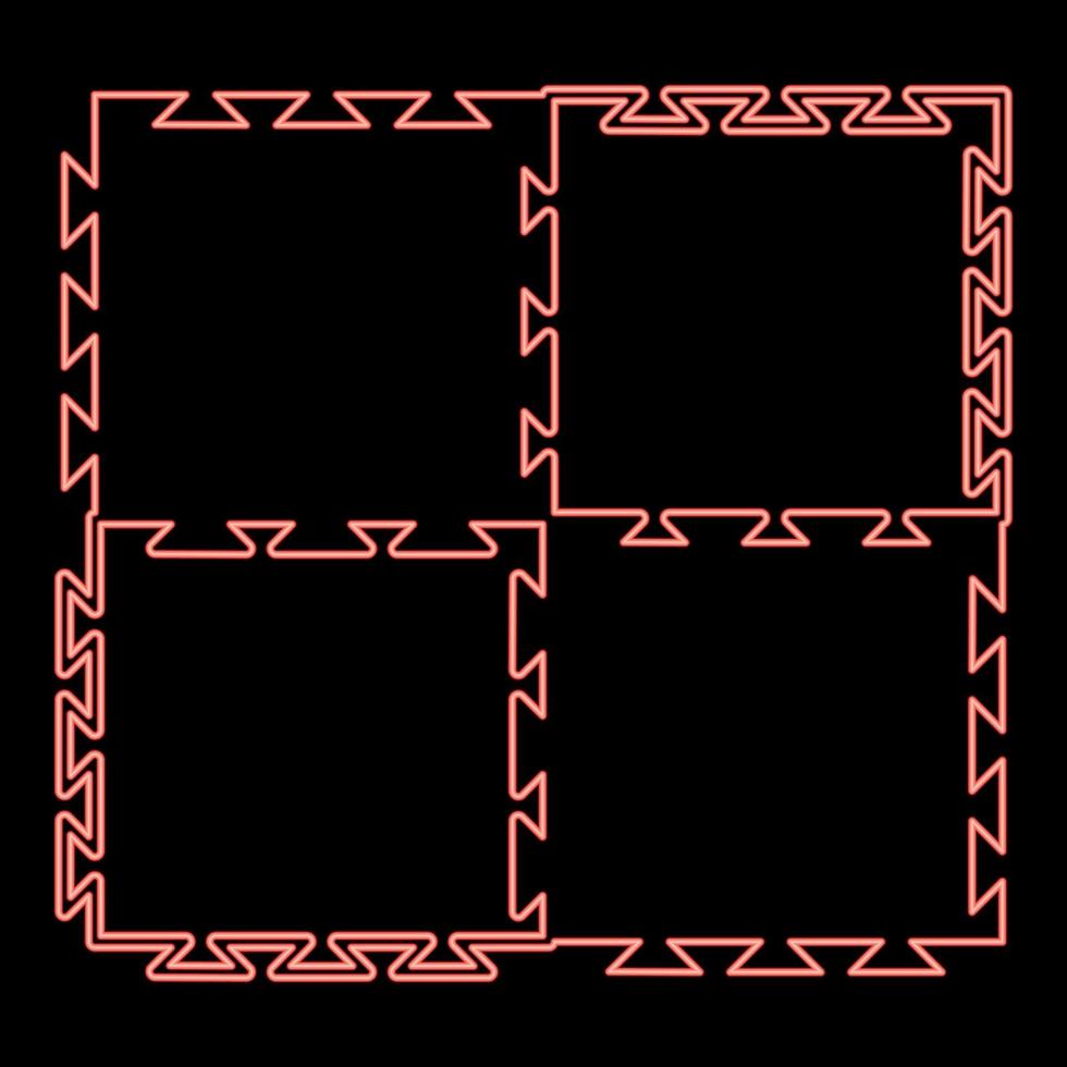 neon pussel sport matta med skum spela begrepp tatami röd Färg vektor illustration bild platt stil