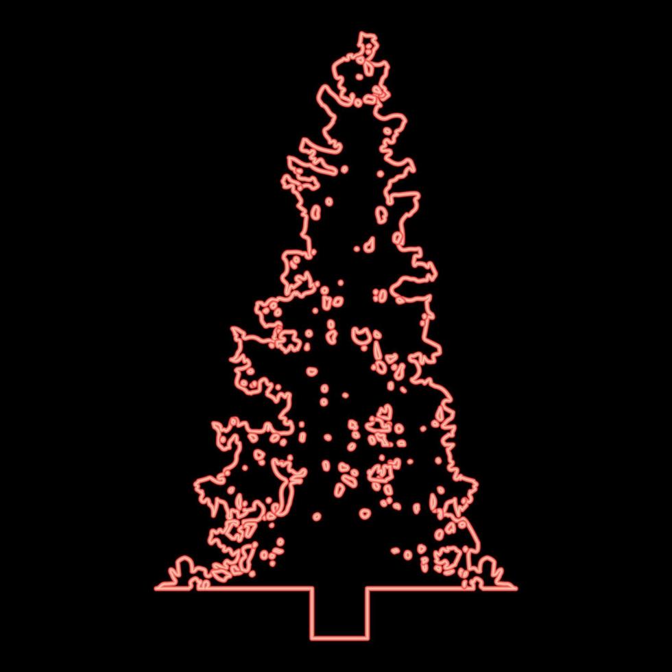 neon gran träd jul barr- gran tall skog vintergröna trän barrträd röd Färg vektor illustration bild platt stil