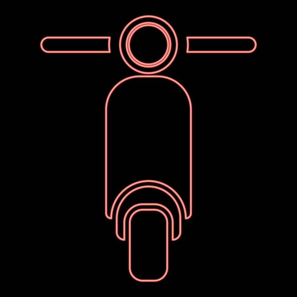 Neon-Scooter-Motorrad-Motobike-Lieferkonzept Moped-Versand roter Farbvektor-Illustrationsbild-Flachstil vektor