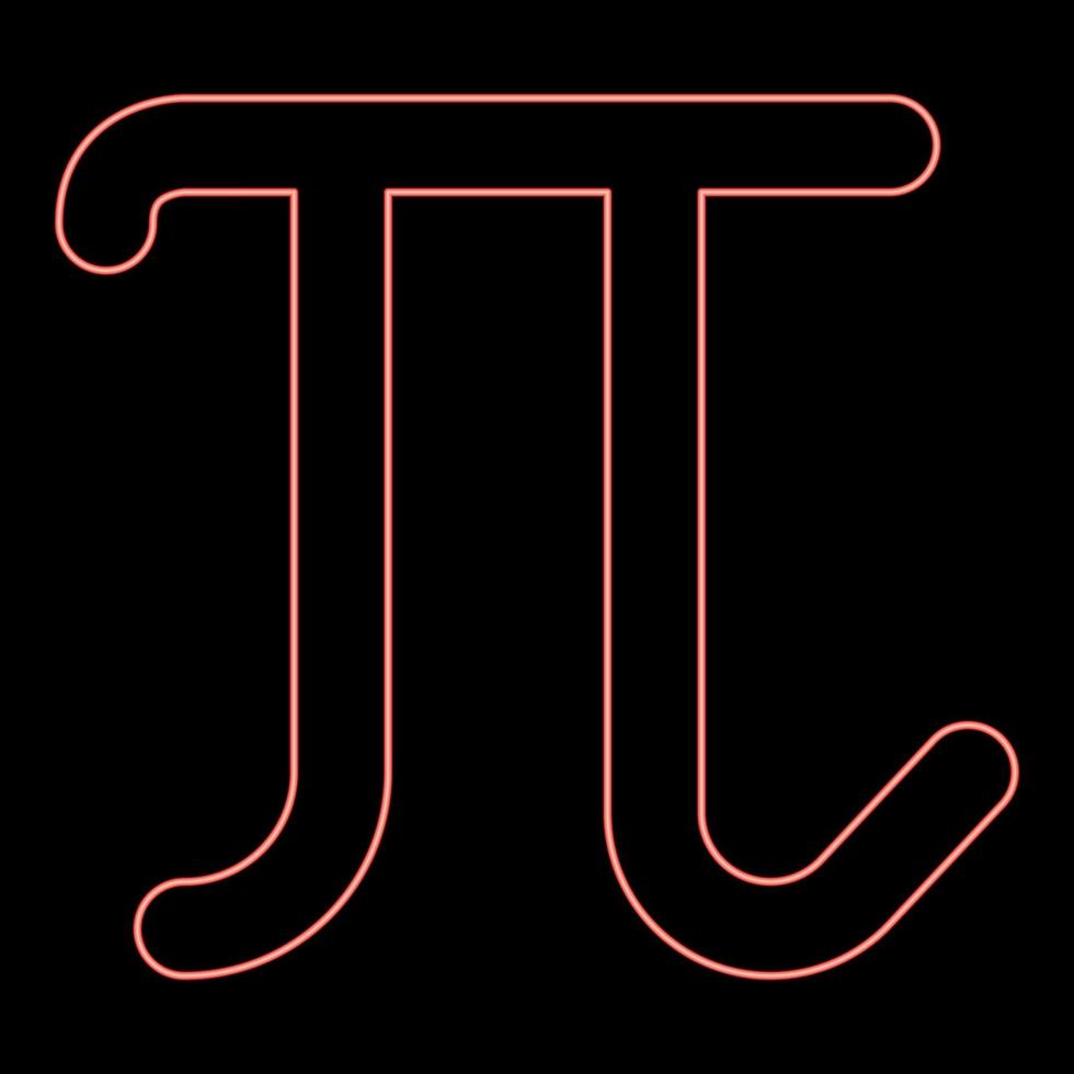 neon pi griechisches symbol kleiner buchstabe kleinbuchstaben schriftart rote farbe vektor illustration bild flachen stil