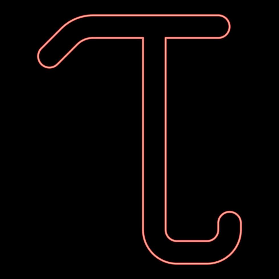 neon tau griechisches symbol kleiner buchstabe kleinbuchstaben schriftart rote farbe vektor illustration bild flachen stil