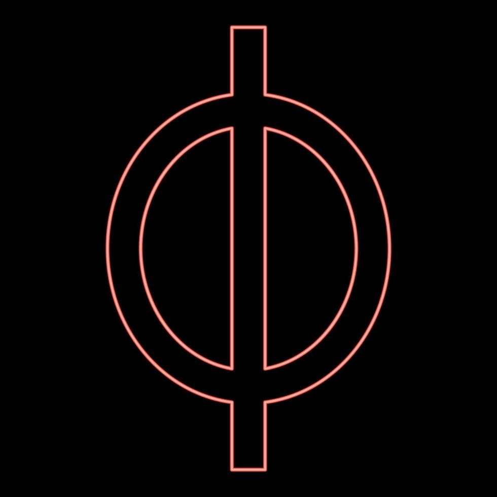 neon phi grekisk symbol små brev små bokstäver font röd Färg vektor illustration bild platt stil