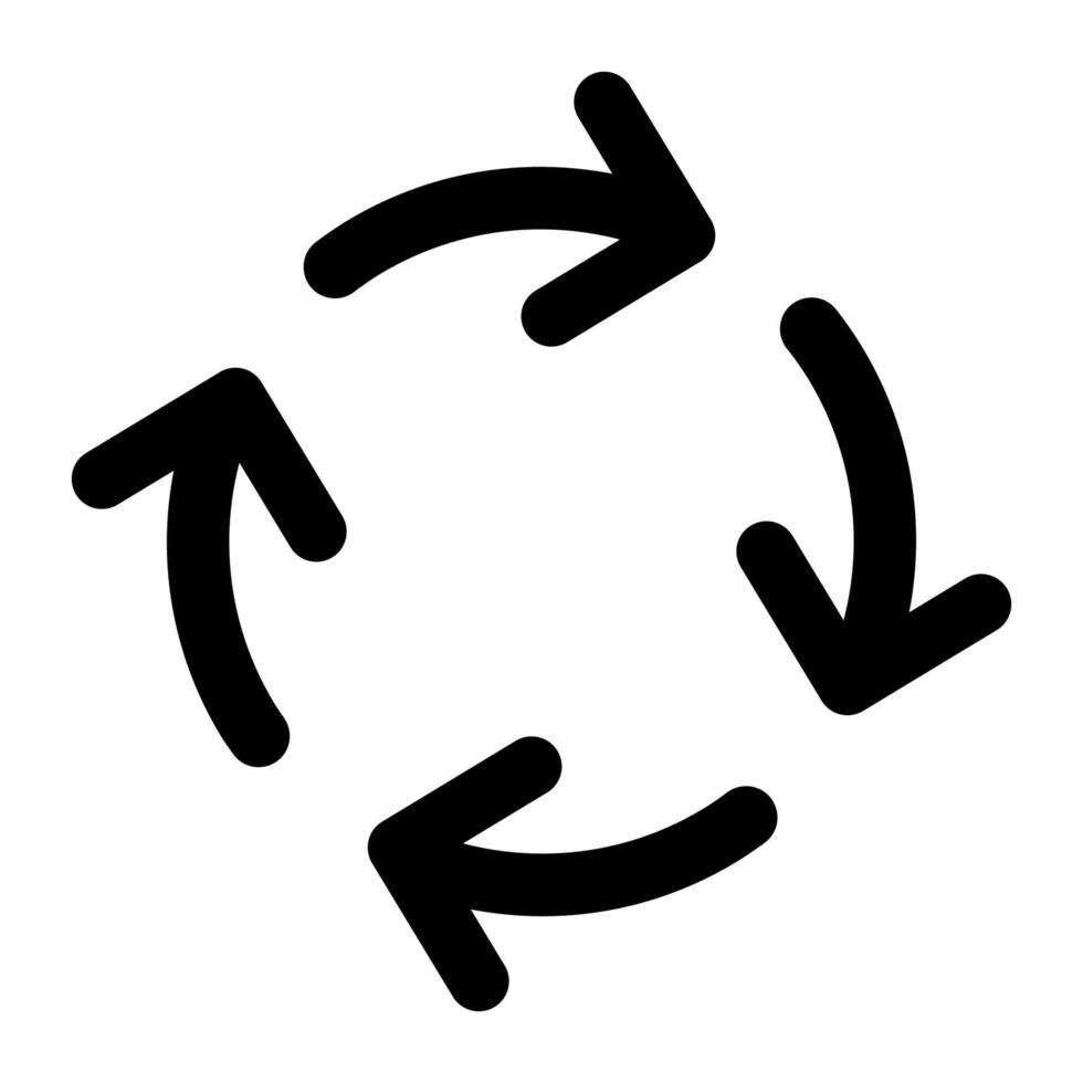 cirkulär rörelse pil ikon linje isolerat på vit bakgrund. svart platt tunn ikon på modern översikt stil. linjär symbol och redigerbar stroke. enkel och pixel perfekt stroke vektor illustration