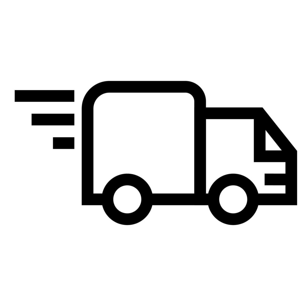 leverans förbi transport ikon linje isolerat på vit bakgrund. svart platt tunn ikon på modern översikt stil. linjär symbol och redigerbar stroke. enkel och pixel perfekt stroke vektor illustration