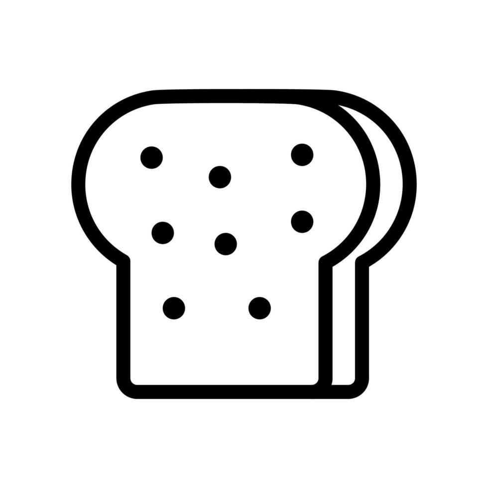 Brot Toast Liniensymbol isoliert auf weißem Hintergrund. schwarzes, flaches, dünnes Symbol im modernen Umrissstil. Lineares Symbol und bearbeitbarer Strich. einfache und pixelgenaue strichvektorillustration vektor