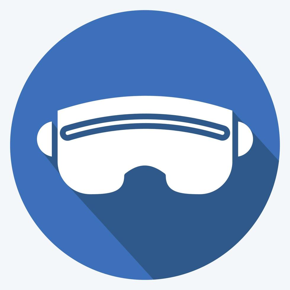 Icon Skibrille. im Zusammenhang mit dem Symbol für Sportgeräte. langer Schattenstil. einfaches Design editierbar. einfache Abbildung vektor