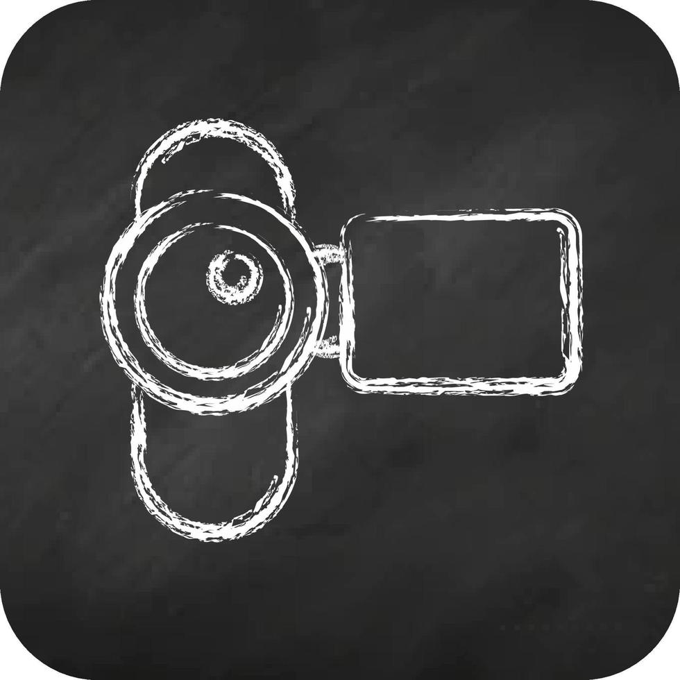 Icon-Filmkamera. im Zusammenhang mit Fotografie-Symbol. Kreide-Stil. einfaches Design editierbar. einfache Abbildung vektor