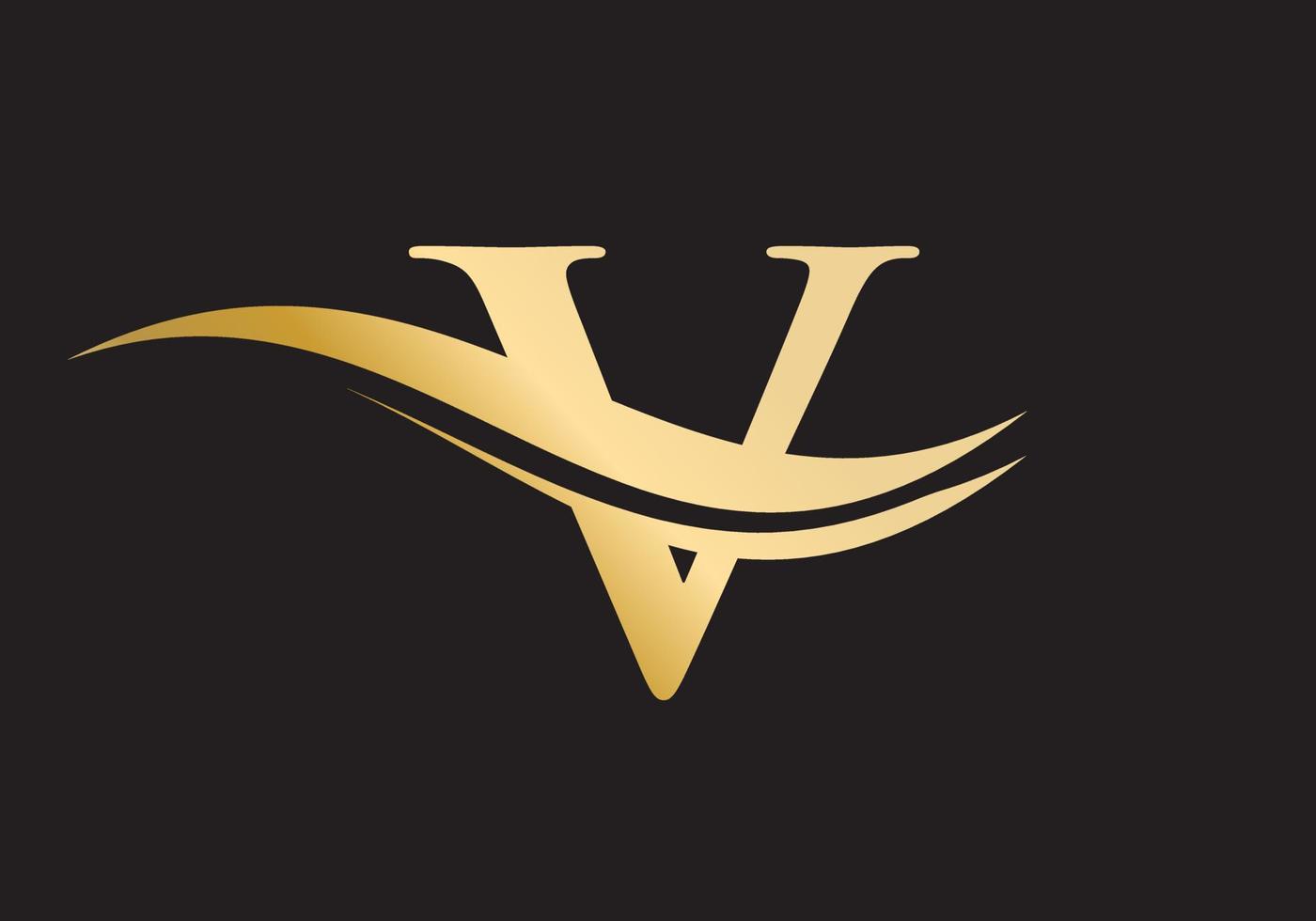 Buchstabe V-Logo-Design. Wasserwelle v Logotyp vektor