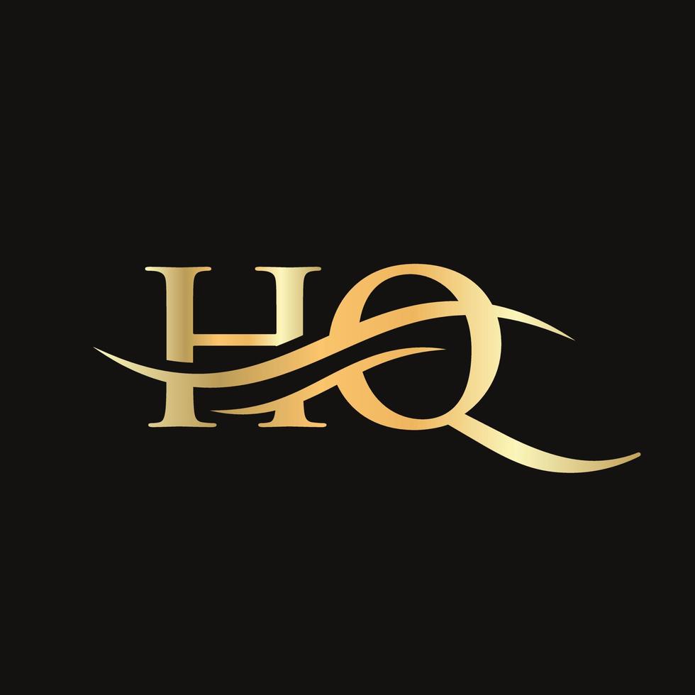 hq logotyp design. premie brev hq logotyp design med vatten Vinka begrepp. vektor