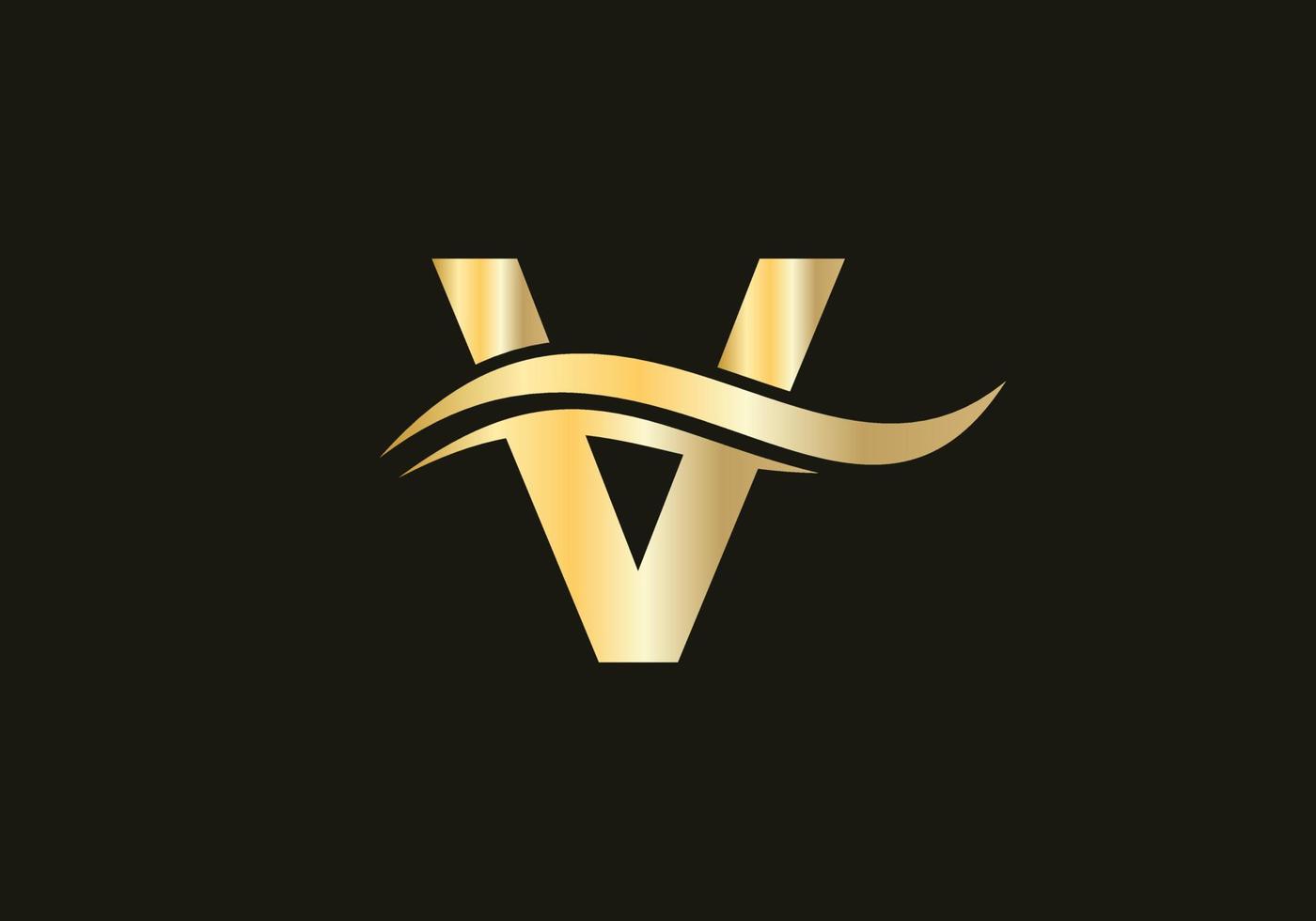 Swoosh-Buchstabe V-Logo-Design-Vektorvorlage vektor