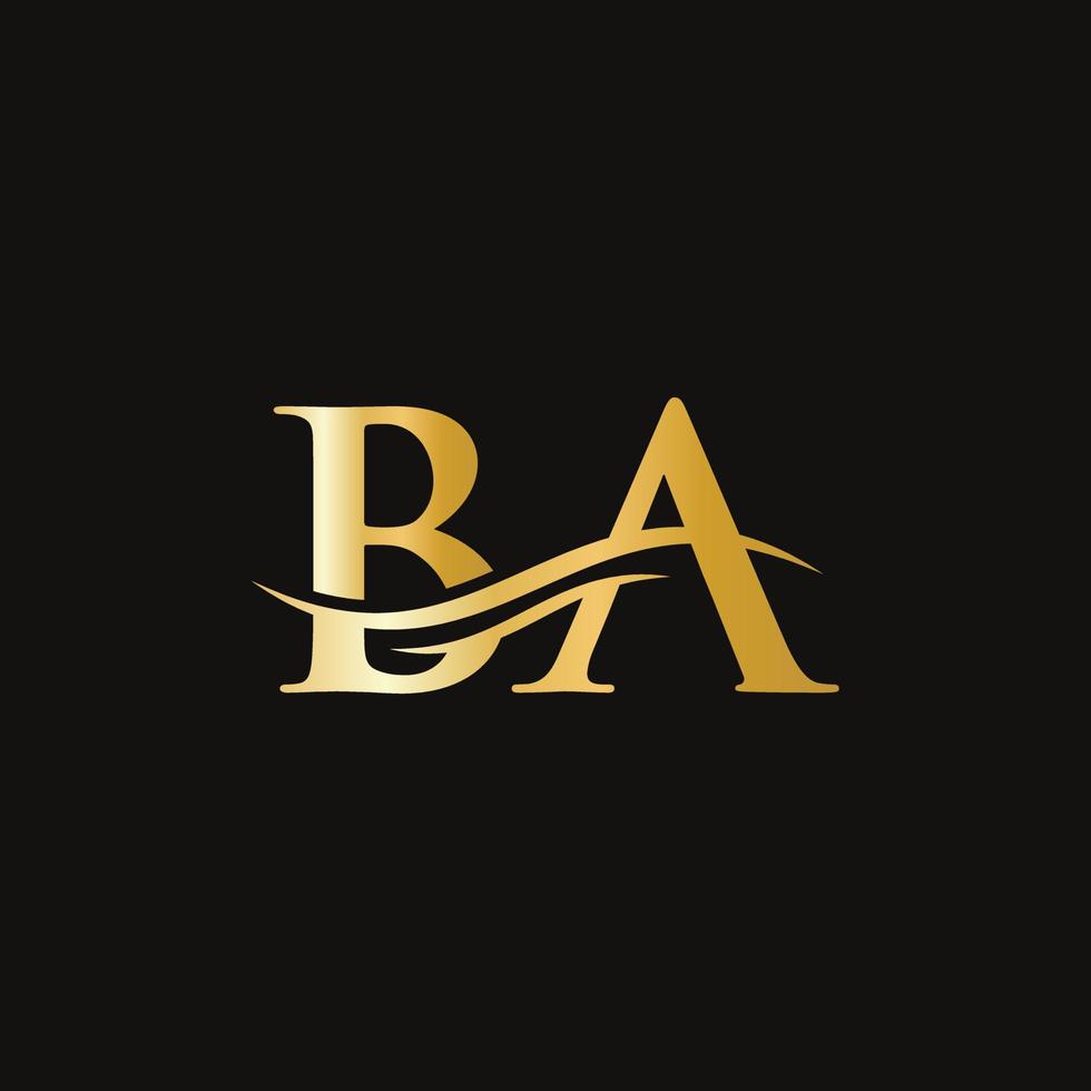 ba-Logo-Design. Premium-Brief-B-Logo-Design mit Wasserwellenkonzept. vektor