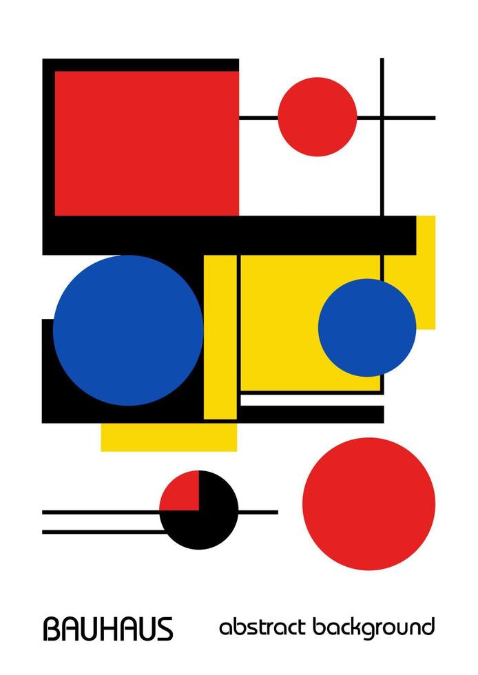 Minimale geometrische Designplakate der 20er Jahre, Wandkunst, Vorlage, Layout mit primitiven Formelementen. Bauhaus-Retro-Musterhintergrund, abstrakte Vektorkreis-, Dreiecks- und Quadratlinienkunst. vektor