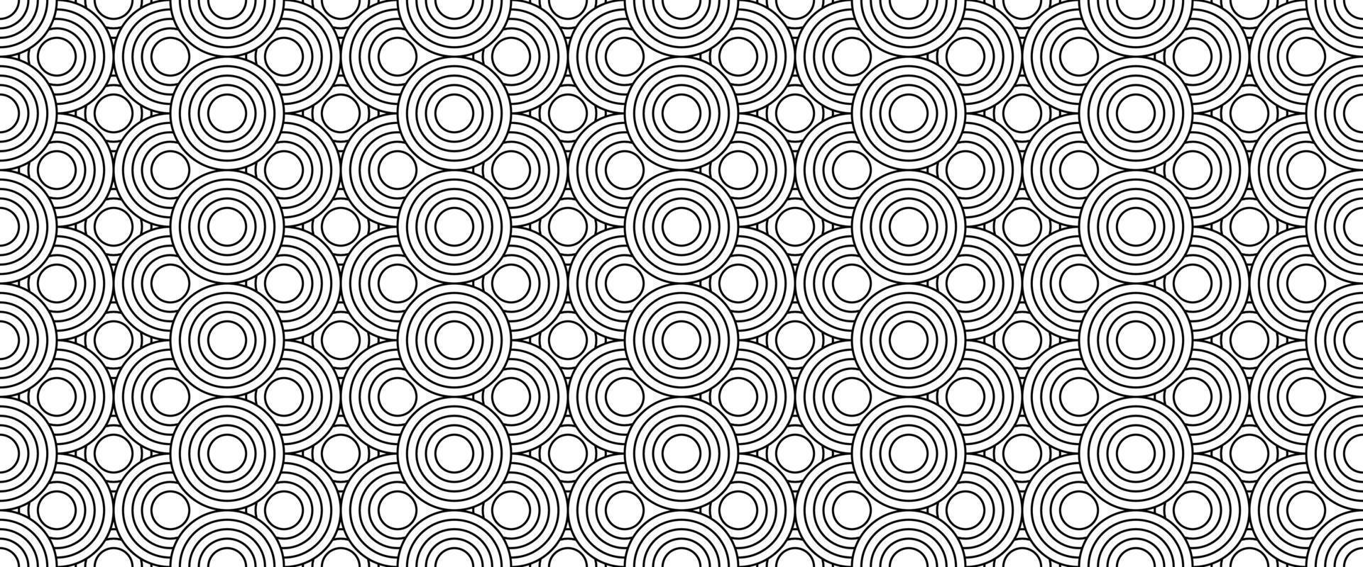 svart vit linje cirkel sömlös mönster vektor