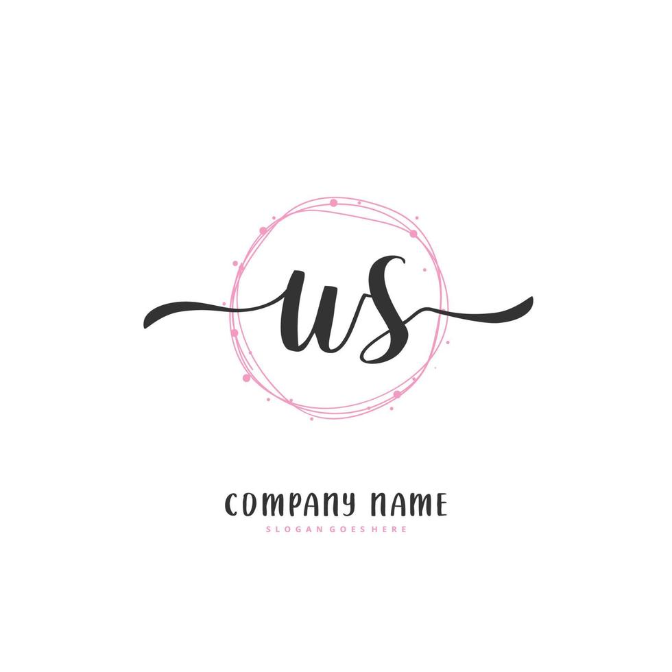 ws Anfangshandschrift und Signatur-Logo-Design mit Kreis. schönes design handgeschriebenes logo für mode, team, hochzeit, luxuslogo. vektor