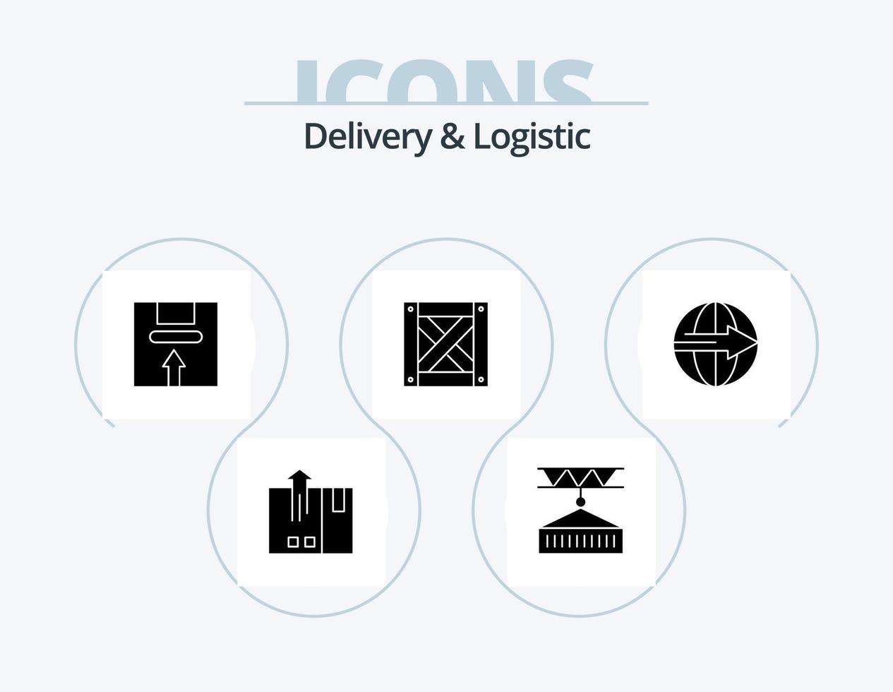 Lieferung und Logistik Glyph Icon Pack 5 Icon Design. Holz. Logistik. Versand. Paket. handhaben vektor