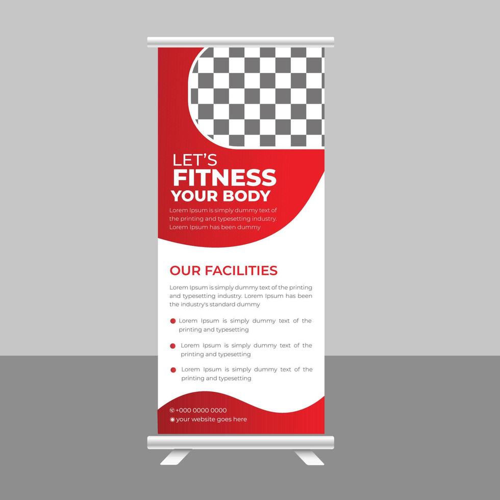 body fitness gym roll up banner standee für fitnessstudio vektor