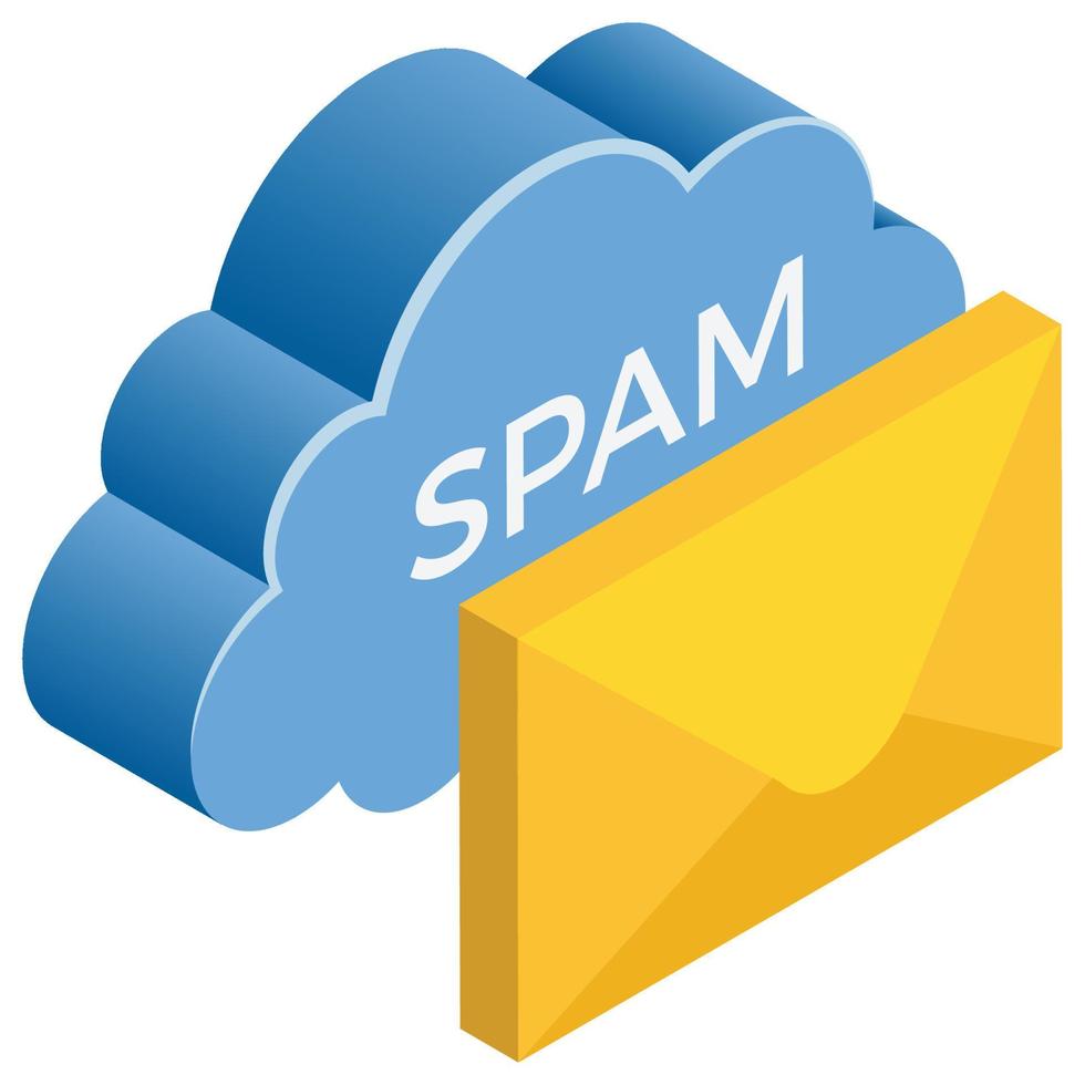 Webspam-E-Mail - isometrische 3D-Darstellung. vektor