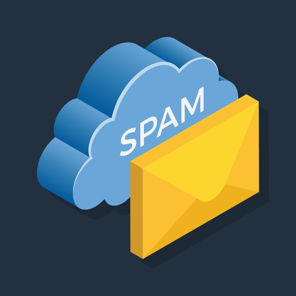 Spam-E-Mail - isometrische 3D-Darstellung. vektor