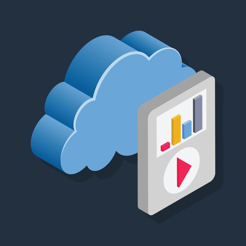 Online-Media-Player - isometrische 3D-Darstellung. vektor
