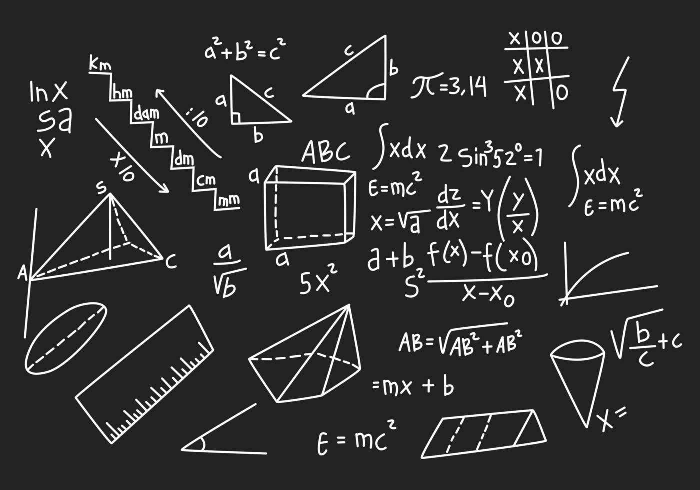 vektor realistisk matematik svarta tavlan bakgrund illustration