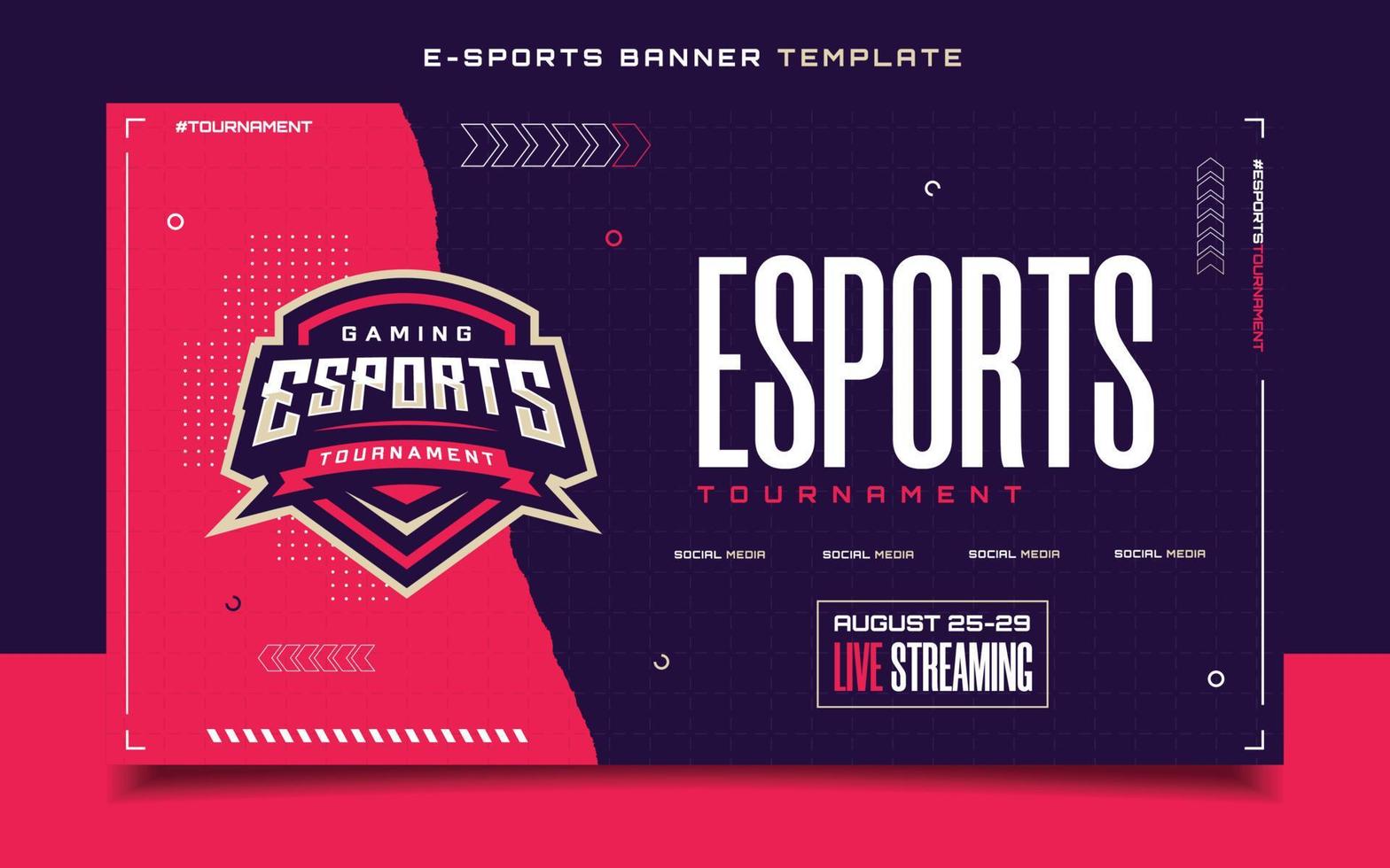 e-sport gaming flygblad mall med logotyp för social media baner vektor
