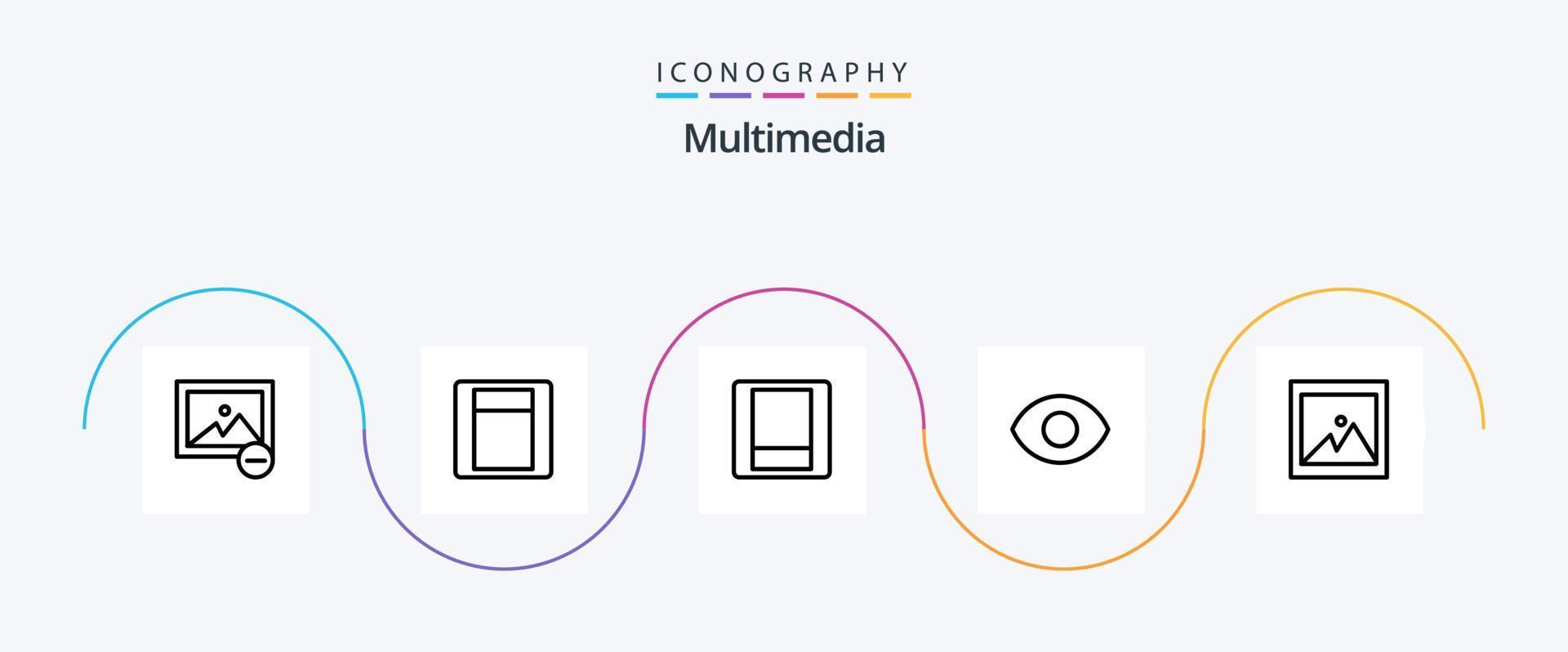 multimedia linje 5 ikon packa Inklusive . bild. vektor