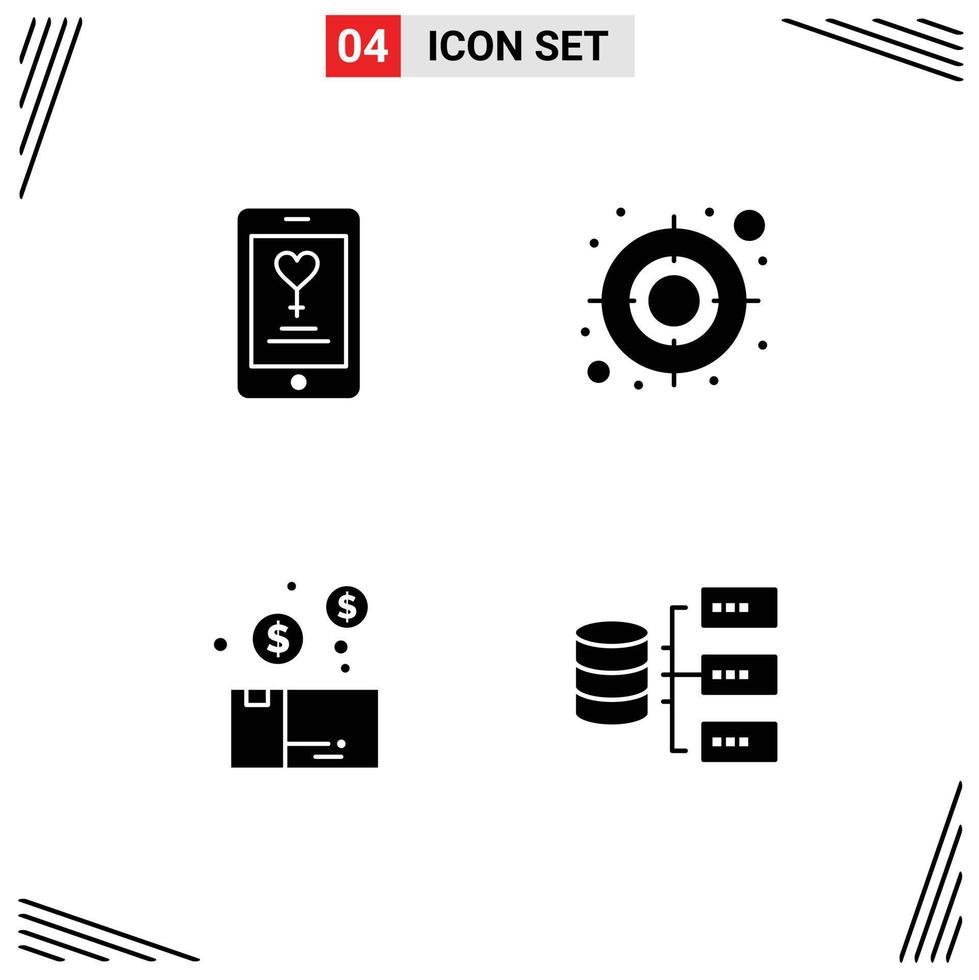 4 kreativ ikoner modern tecken och symboler av app låda älskare användare produkt redigerbar vektor design element