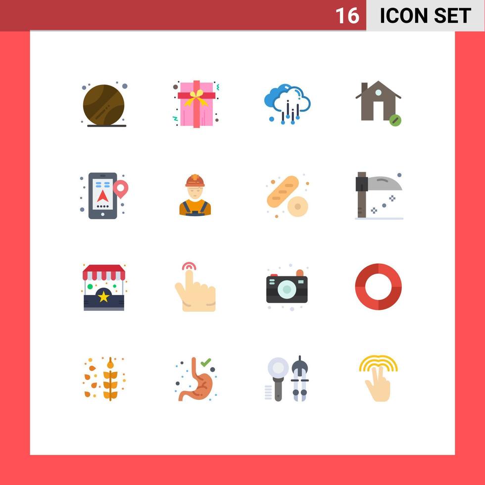 16 universell platt Färg tecken symboler av navigering plats väder gps hus redigerbar packa av kreativ vektor design element
