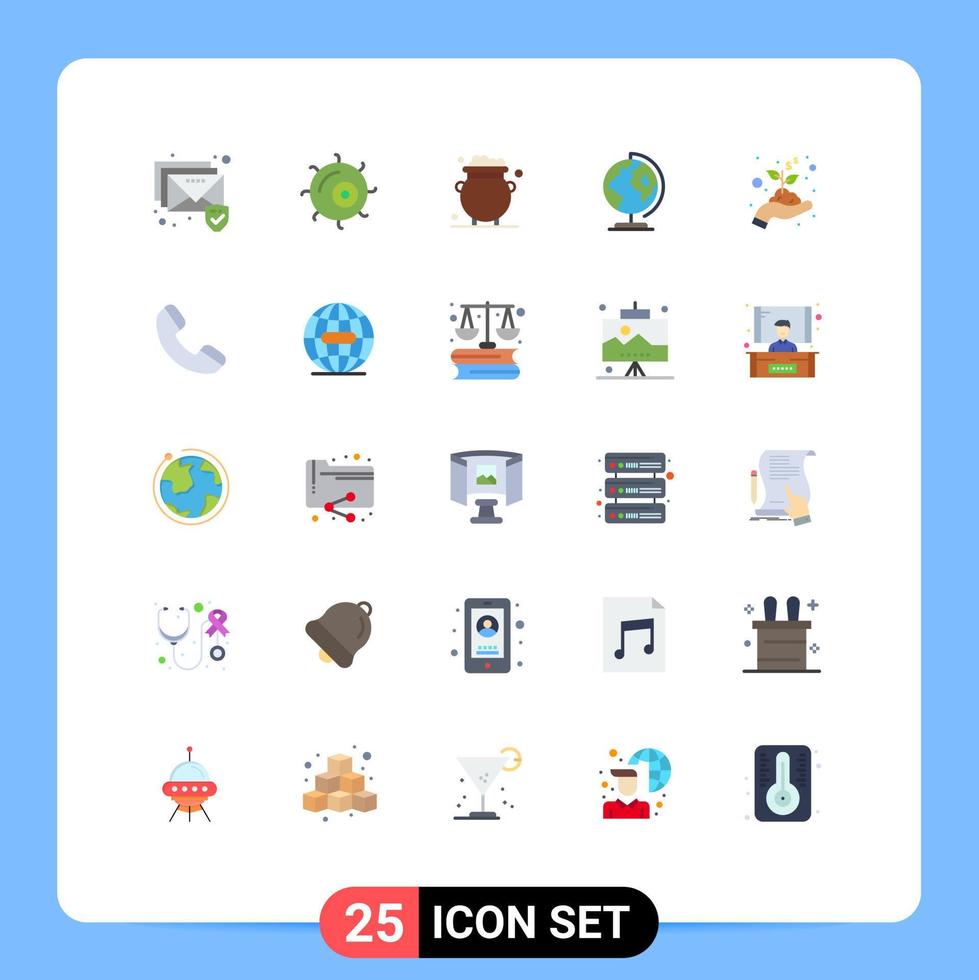 25 universelle flache Farben für Web- und mobile Anwendungen Geldwachstum Glückskarte Globus editierbare Vektordesign-Elemente vektor