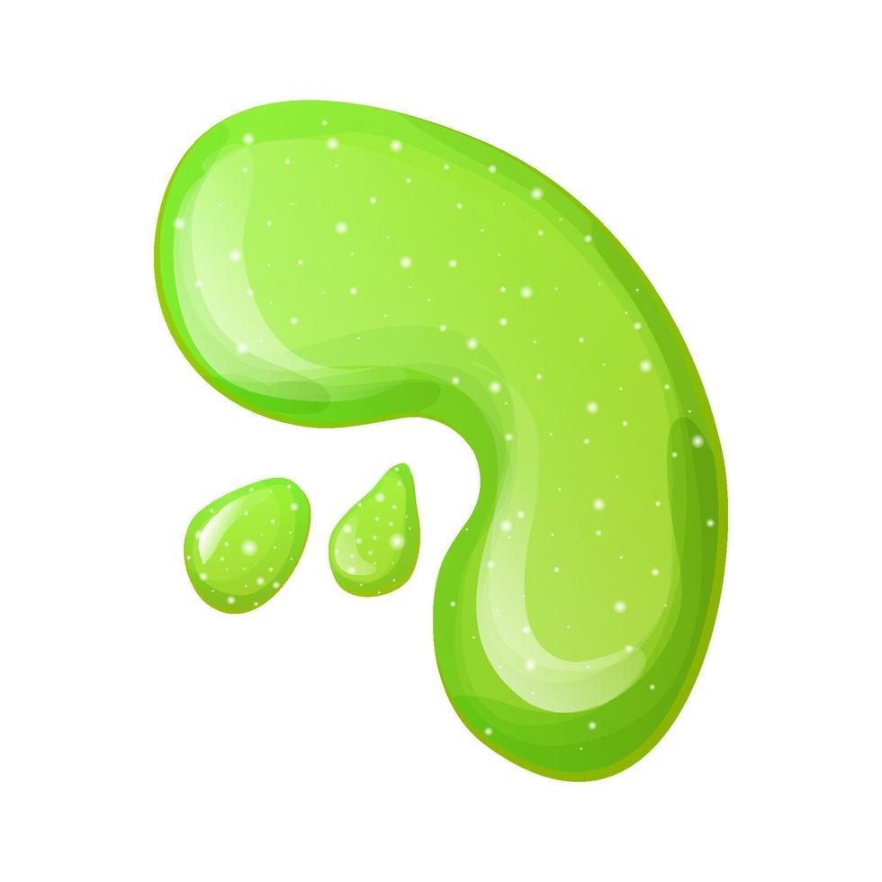 Slime Splat, grüner, heller, klebriger Geleetropfen mit Glitzer im Cartoon-Stil isoliert auf weißem Hintergrund. Vektor-Illustration vektor
