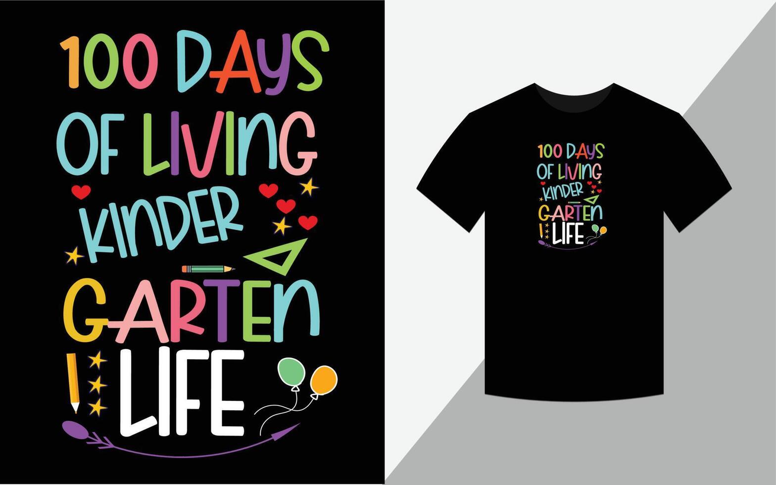 100. Tage des lebendigen Kindergartens, T-Shirt-Design vektor