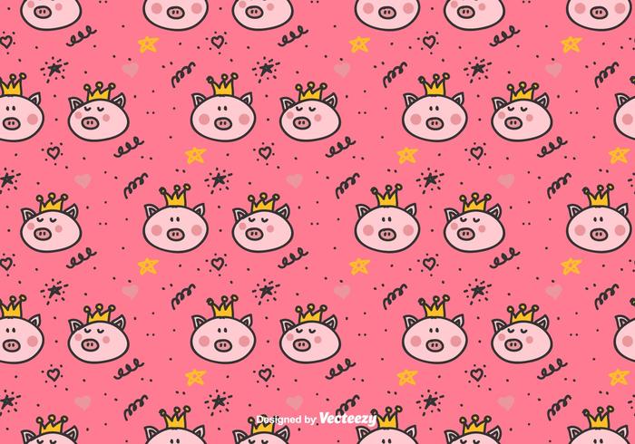 Prinzessin Pigs Vector Pattern