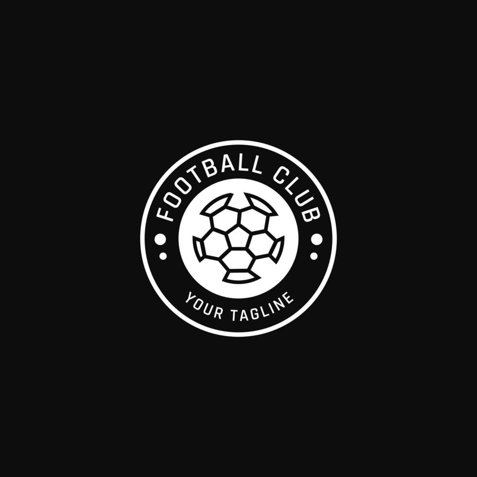 svart fotboll emblem logotyp med en cirkel fylld med bollar. vektor