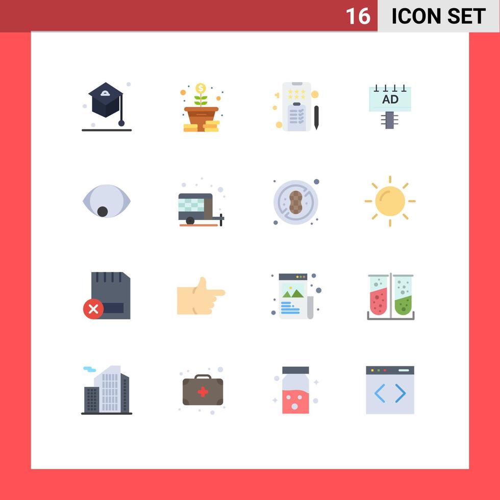 editierbares Vektorlinienpaket mit 16 einfachen flachen Farben des Marketingschilds für das menschliche Auge editierbares Paket kreativer Vektordesignelemente vektor
