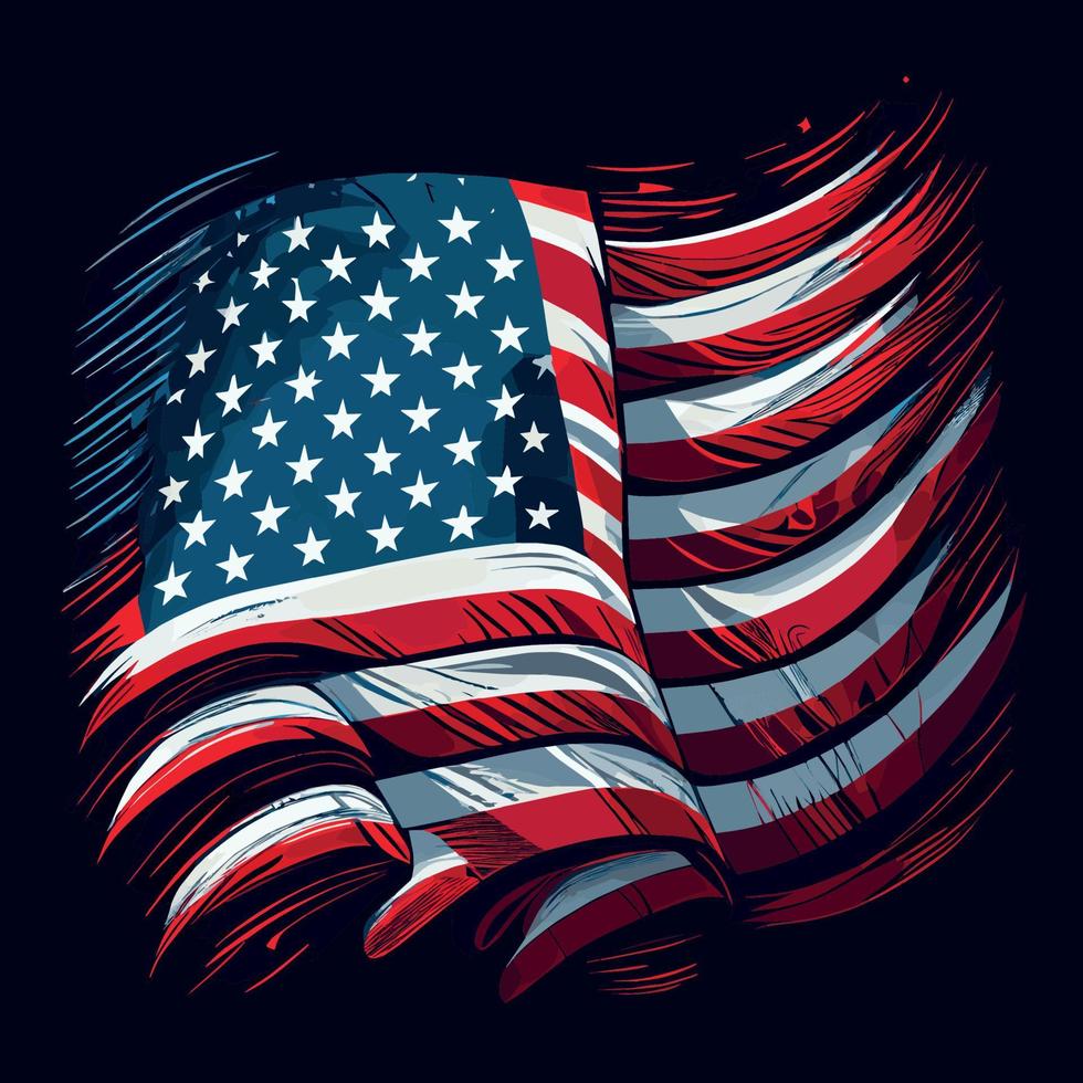 realistische abstrakte Flagge von Amerika, Tag der Unabhängigkeit des Landes, nationale Traditionen - Vektor