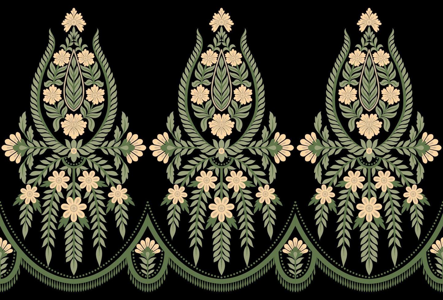 damast- sömlös vektor mönster. klassisk årgång damast- prydnad, kunglig victorian geometrisk sömlös mönster för tapet, textil, förpackning. blommig barock mönster, grön bakgrund