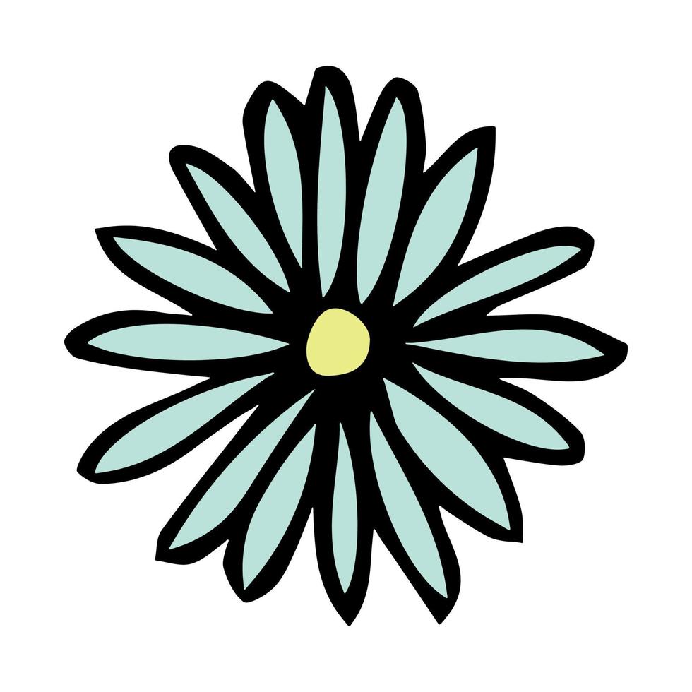 enkel blomma ClipArt. hand dragen blommig klotter. för skriva ut, webb, design, dekor, logotyp vektor