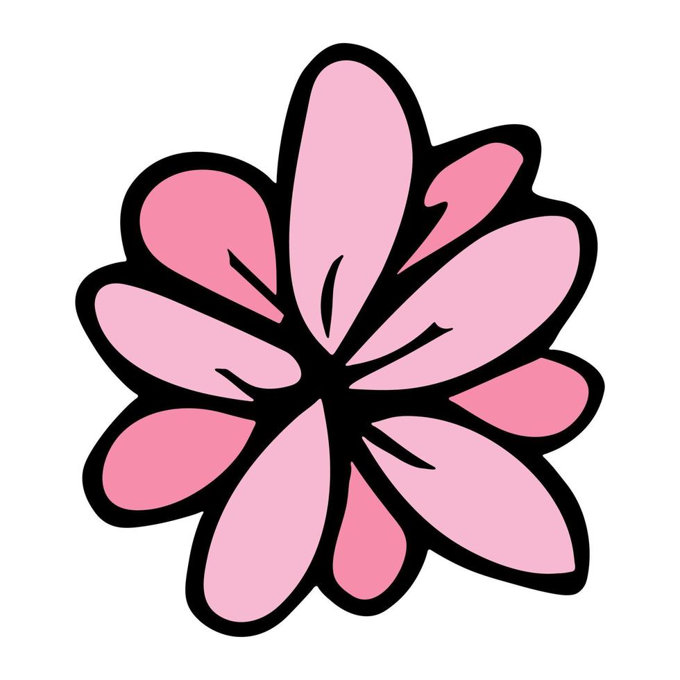 enkel blomma ClipArt. hand dragen blommig klotter. för skriva ut, webb, design, dekor, logotyp vektor