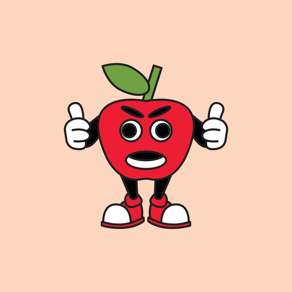 äpple frukt karaktär vektor logotyp ikon.