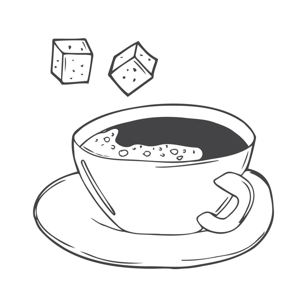 Kaffeetasse-Doodle-Skizze isoliert auf weißem Hintergrund vektor