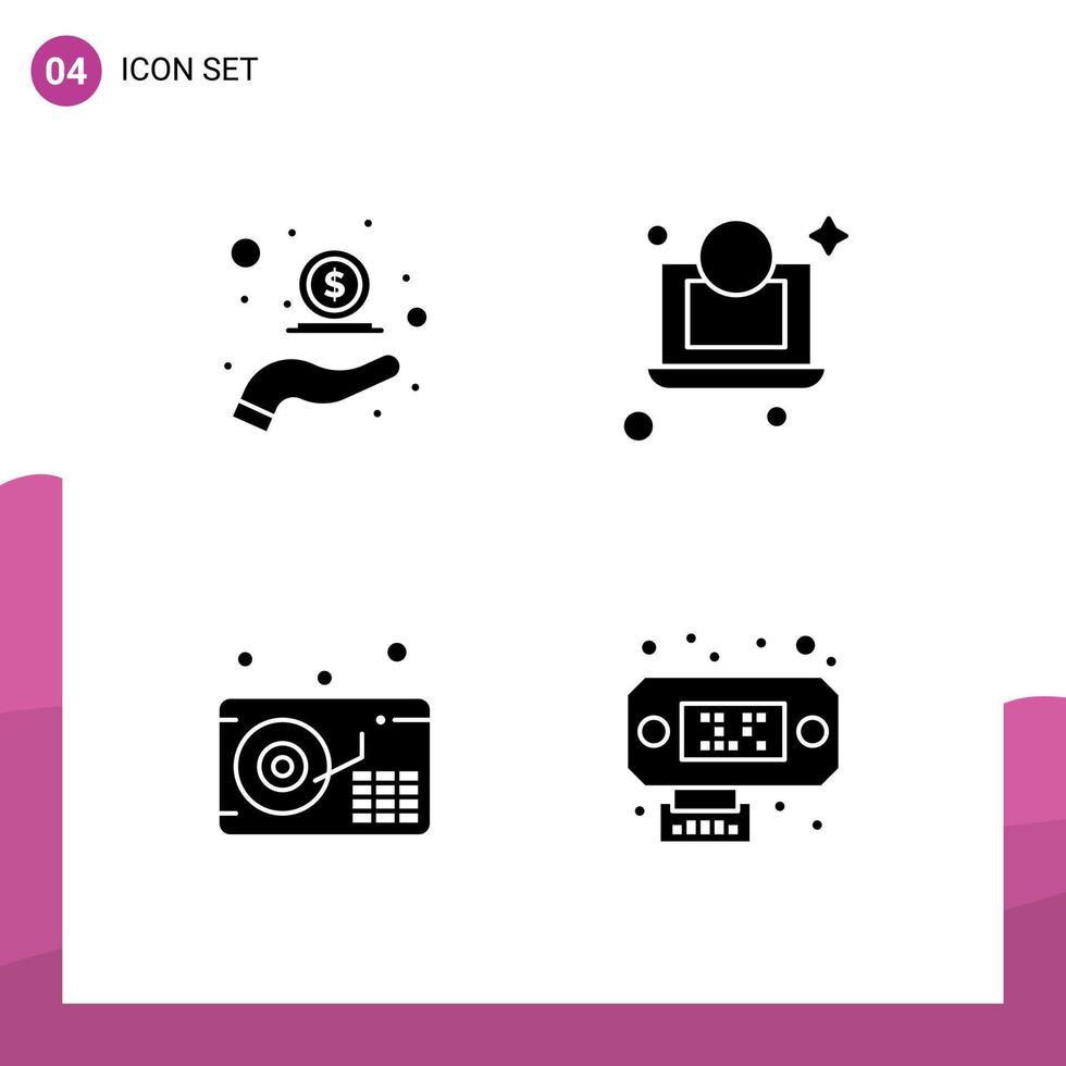 4 kreativ ikoner modern tecken och symboler av kontanter grammofon i dollar förbindelse redigerbar vektor design element