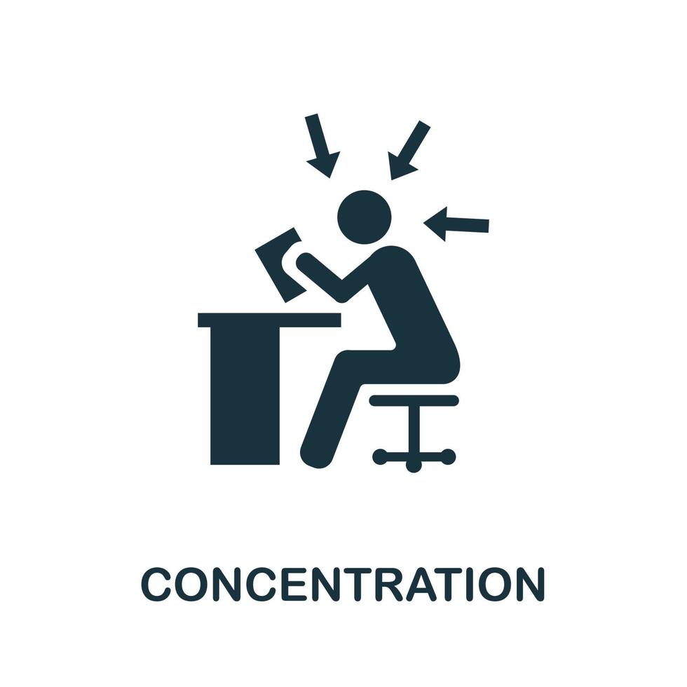 Konzentrationssymbol. einfaches element aus der betriebsführungssammlung. Symbol für kreative Konzentration für Webdesign, Vorlagen, Infografiken und mehr vektor