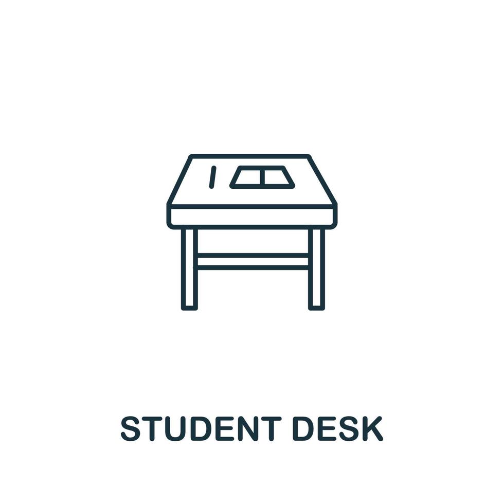 studerande skrivbord ikon från utbildning samling. enkel linje studerande skrivbord ikon för mallar, webb design och infographics vektor